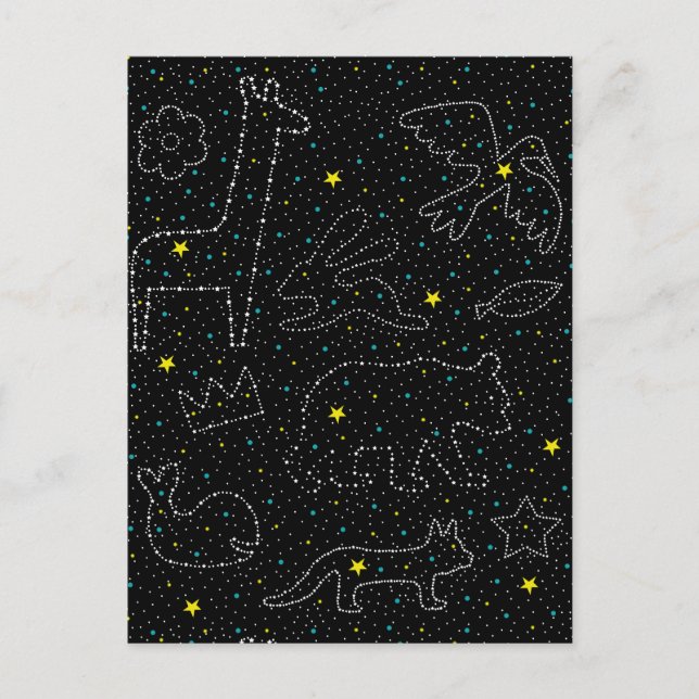 Twinkling Magic Himlar Star Animals Helg Vykort (Framsida)