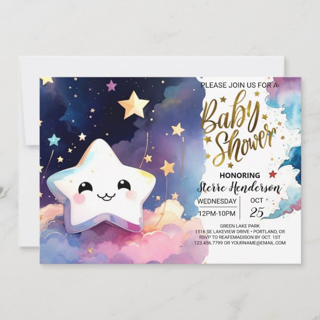 Twinkling Stardust Soiree Baby Shower Inbjudningar (Framsida)