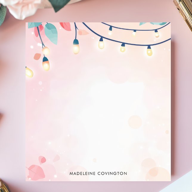 Twinkling String Ljus Pastel Personlig Namn Anteckningsblock (Skapare uppladdad)
