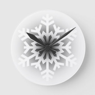 Twinkling White Snowflake Rund Klocka