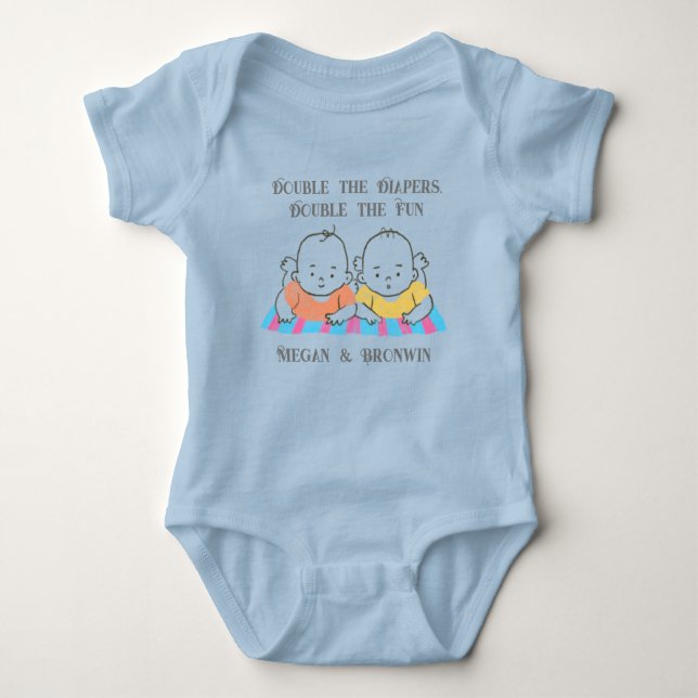 Twinnies Dubbla the Diaper Dubbla the roligt T Shirt (Framsida)