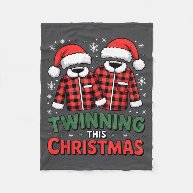 Twinning This Christmas Matching Family Holiday  Fleecefilt (Framsidan)