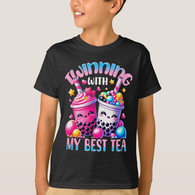Twinning With My Tea Bubble Tea Boba Ie Friendship T Shirt (Framsida)