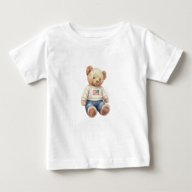 Twins boy teddy bear birthday t shirt (Framsida)