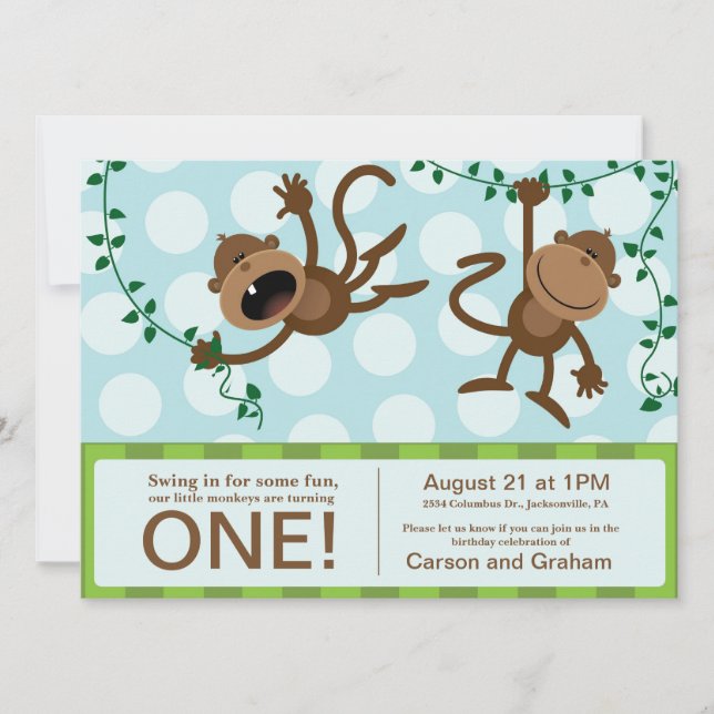 Twins Födelsedagsfest inbjudan (Framsida)