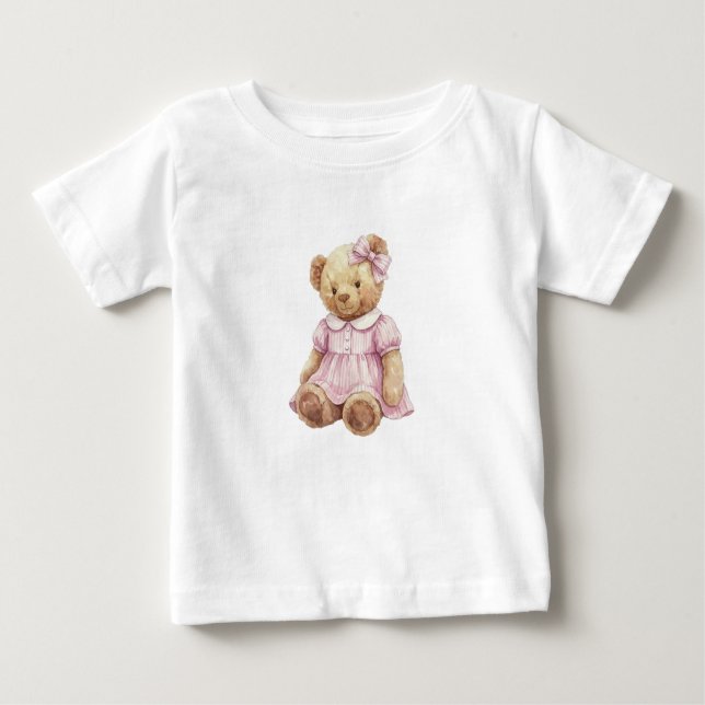 Twins Girl teddy bear birthday t shirt (Framsida)