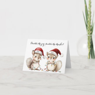 Twins Holiday Lights Baby Shower Thank You Card Tack Kort