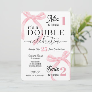Twins Join Birthday Pink Coquette Inbjudningar