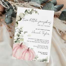 Twins Little Pumpkin Pink Girl Fall Baby Shower Inbjudningar