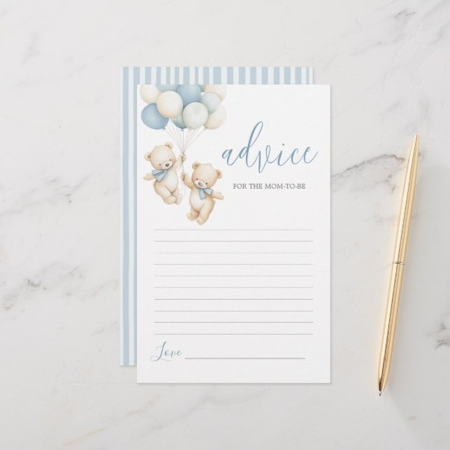 Twins Teddy Bear Advice for Mom To Be card (Fram/Back In Situ)