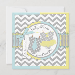 Twins Tie Tutu Chevron Baby Shower Inbjudningar