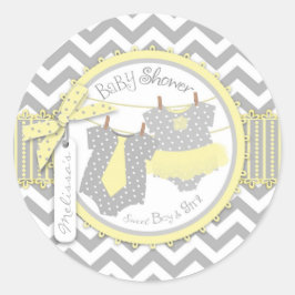 Twins Tie Tutu Chevron Baby Shower Runt Klistermärke