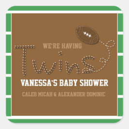 TWINS Typografi Fotboll Baby Shower-dekal Fyrkantigt Klistermärke