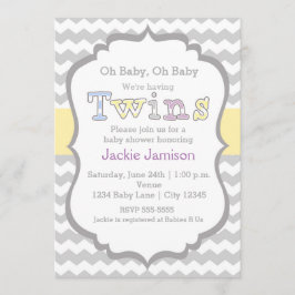 TWINS Unisex Chevron Bebis Bjudning Inbjudningar