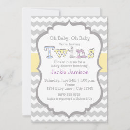 TWINS Unisex Chevron Inbjudan till babyfest