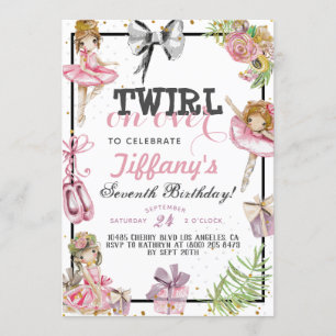 Twirl om Ballerina födelsedagsinbjudan Inbjudningar