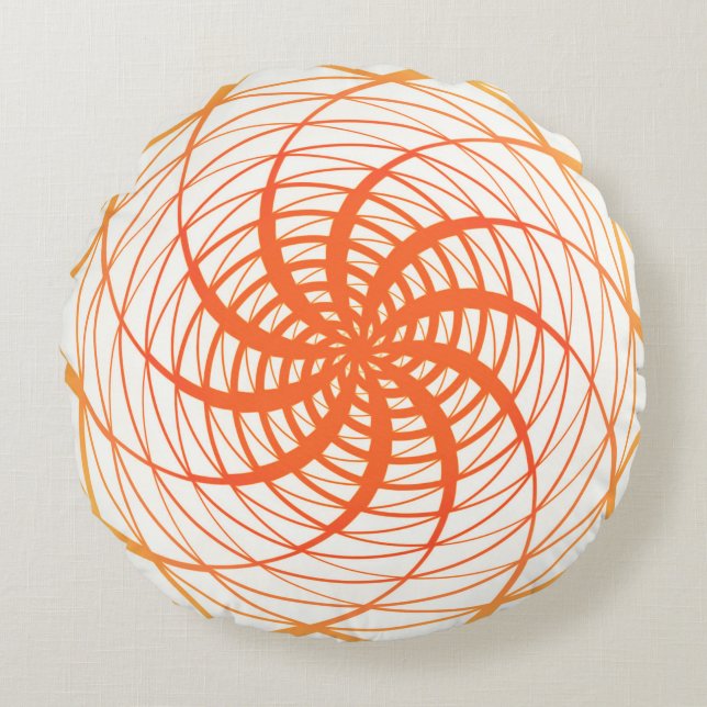 Twirl Orange Mönster Rund Kudde (Framsidan)