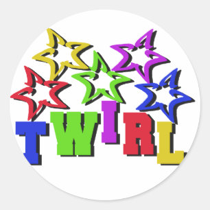 Twirl Stars Runt Klistermärke