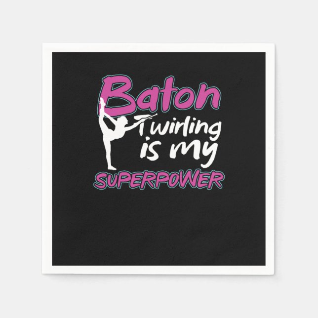 Twirling Spinning Gymnastics Gymnasts Baton Twirli Pappersservett (Framsidan)