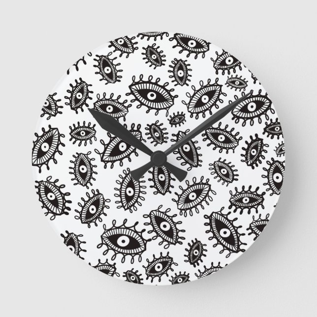 Twirly ögon white rund klocka (Framsida)