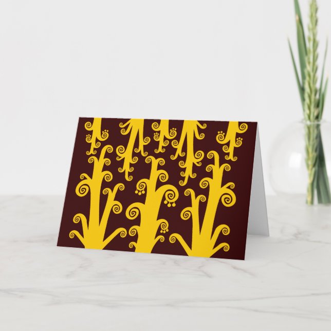 Twirly Stalks - Amber on Dk Brown Helgkort (Framsida)
