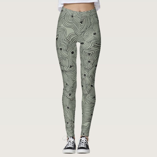 Twisted and Tangled Topography Art in any Färg Leggings (Framsida)