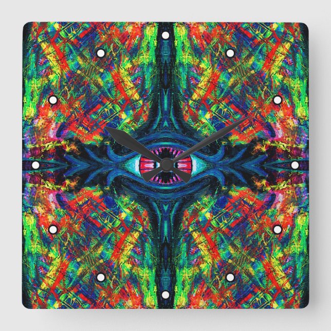 Twisted and Trippy Painting with Dots Fyrkantig Klocka (Framsida)