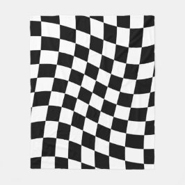 Twisted Black and White Checkered Square Pattern  Fleecefilt