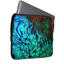 Twisted effect in greenish blue, red square detail