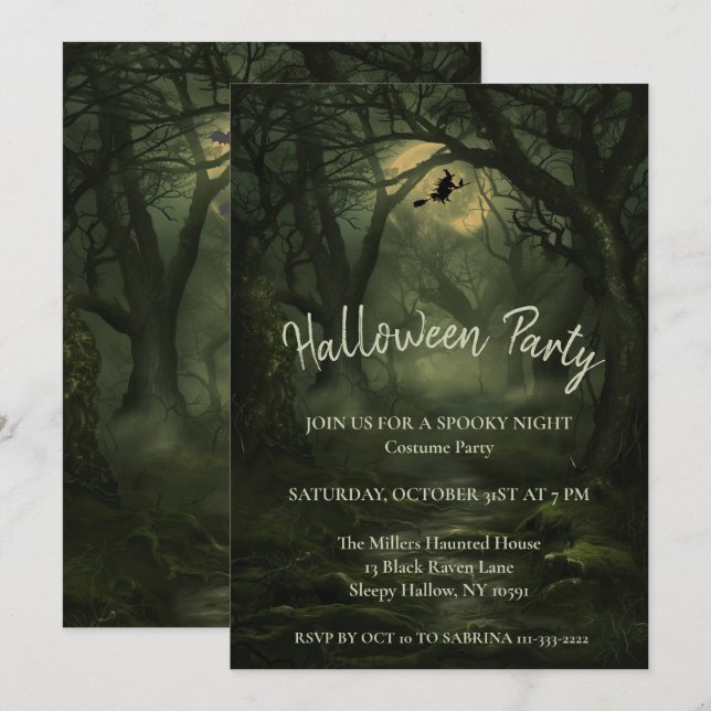 Twisted Forest Halloween fest-inbjudan Inbjudningar (Fram/baksida)