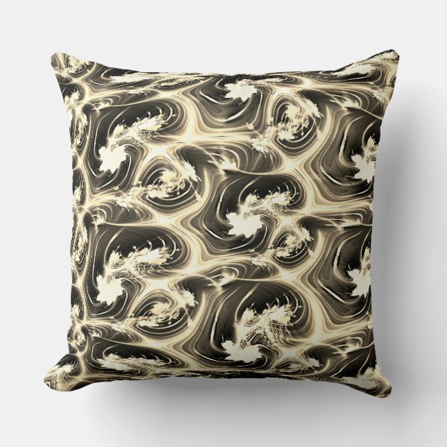 Twisted fractal relation av ljusbeige streck kudde (Framsida)