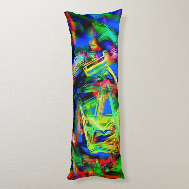 Twisted-fyrkanter med grönt färgstarka "brushstrok kroppskudde (Baksidan (Vertikal))