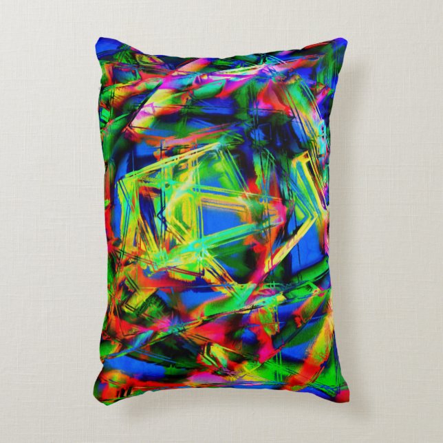 Twisted-fyrkanter med grönt färgstarka "brushstrok prydnadskudde (Framsidan(Vertikal))