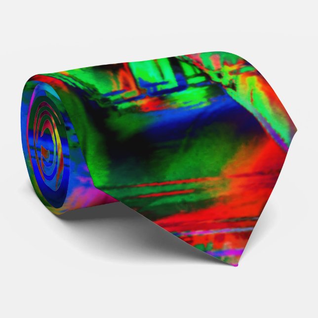 Twisted-fyrkanter med grönt färgstarka "brushstrok slips (Rullad)