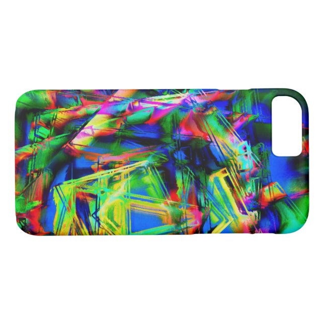 Twisted grönt färgad-fyrkanter, felaktiga penseldr Case-Mate iPhone skal (Baksida (horisontal))