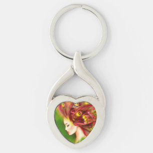 Twisted Heart Metall Keychain (fjäril) Silverfärgad Nyckelring