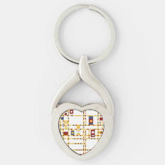 Twisted Heart Metall Keychain Silverfärgad Nyckelring