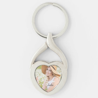 Twisted Heart Photo Metall Keychain Silverfärgad Nyckelring