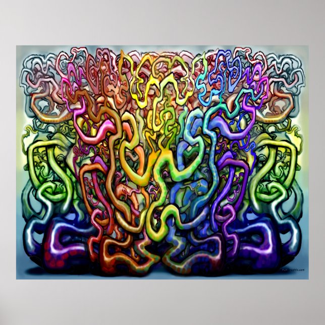 Twisted Interwoven Rainbow Färg Poster (Framsidan)