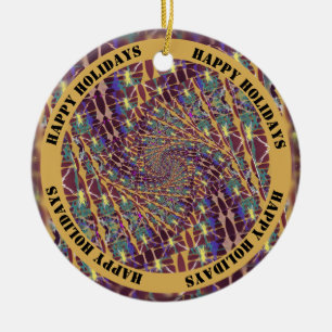 Twisted Kaleidoscope Färg - Anpassade Text Julgransprydnad Keramik