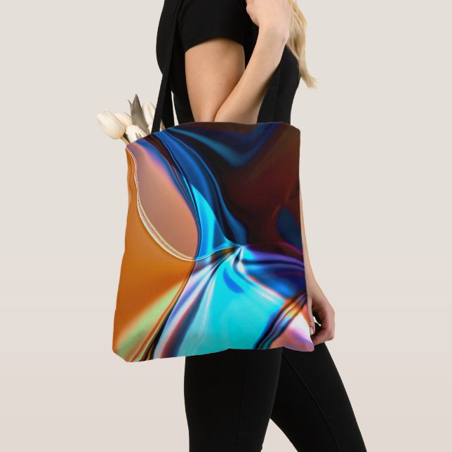 Twisted kurvor i smekelblått och akrylblått orange tygkasse (Närbild)