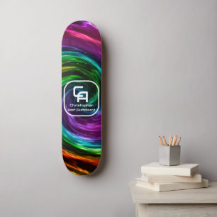 Twisted Smoke Monogram-Multifärgader Mini Skateboard Bräda 18,5 Cm
