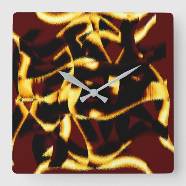 Twisted streaks Burnt gult ser hätsk ut Fyrkantig Klocka (Framsida)