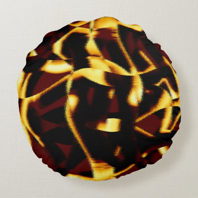 Twisted streaks Burnt gult ser hätsk ut Rund Kudde (Baksidan)