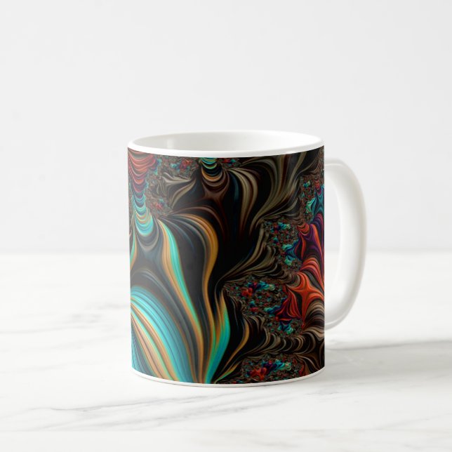 Twisted Teal, Brown och Orange Fractal Art Mugg (Framsida höger)