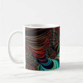 Twisted Teal, Brown och Orange Fractal Art Mugg
