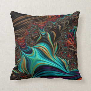 Twisted Teal Nautical Beach Vibe Fractal Art Kudde