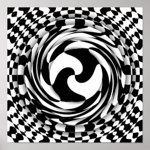 Twisted varar besvärad svartvit op konst 12" x poster
