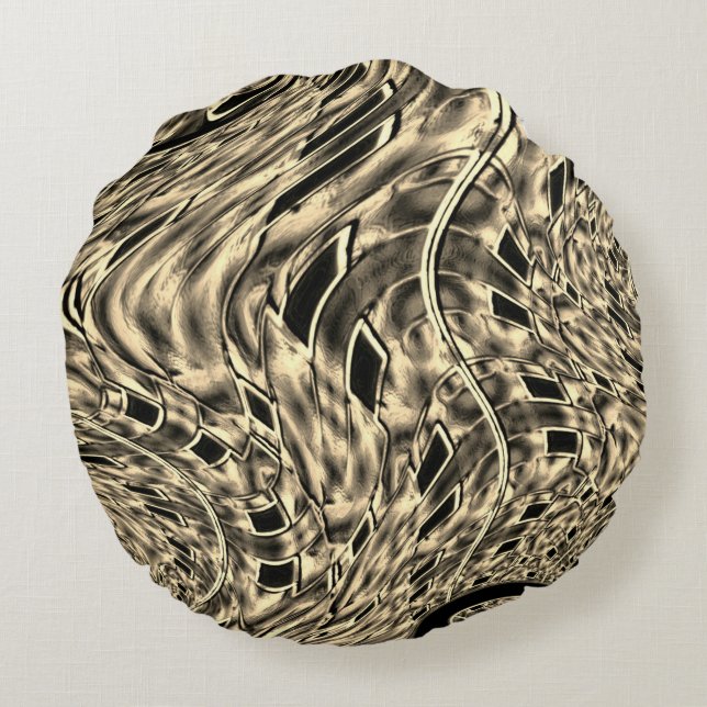 Twisted with a mörk beige tone, spegel rund kudde (Baksidan)