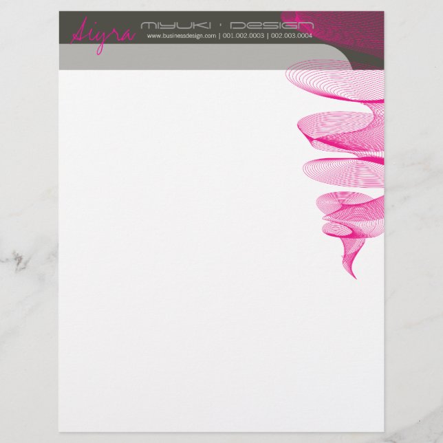 Twister Fuchsia Rosa Modern Designer Letterhead Brevhuvud (Framsida)